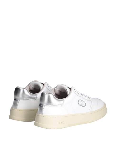 ME 03 Baskets en cuir blanc cass&eacute; - Chaussures Femme