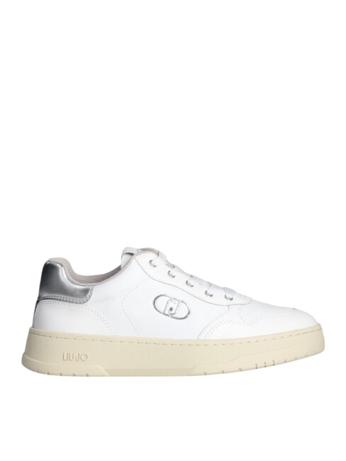 ME 03 Baskets en cuir blanc cass&eacute; - Chaussures Femme
