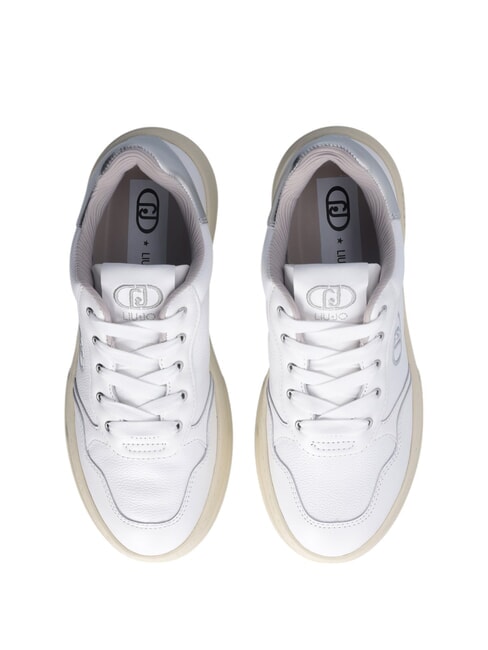 ME 03 Baskets en cuir blanc cass&eacute; - Chaussures Femme