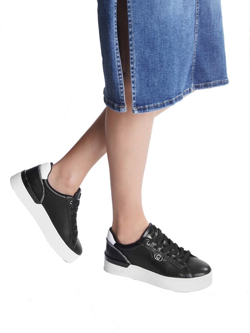 SILVIA 95  Baskets en cuir noir - Chaussures Femme