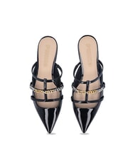 PINKO GIANIRA Ballerines mules en cuir verni limousine noire - Chaussures Femme - 6