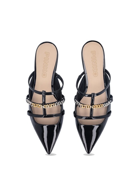 GIANIRA Ballerines mules en cuir verni limousine noire - Chaussures Femme