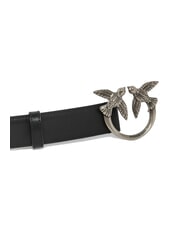 PINKO LOVE BERRY Ceinture en cuir noir-vieil argent - Ceintures - 3
