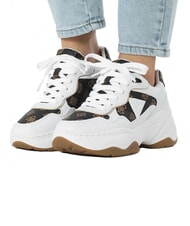 GUESS HAPYY  Baskets hautes Blanc / marron - Chaussures Femme - 7