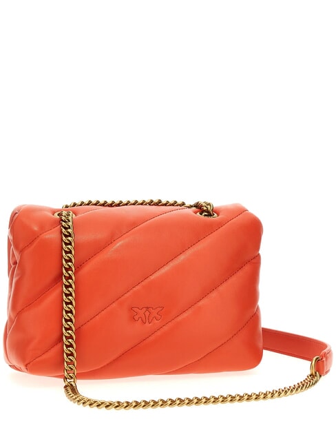 MINI LOVE BAG Sac en nappa rouge mandarine-or antique - Sacs pour Femme