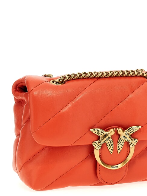 MINI LOVE BAG Sac en nappa rouge mandarine-or antique - Sacs pour Femme