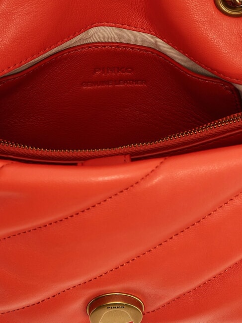 MINI LOVE BAG Sac en nappa rouge mandarine-or antique - Sacs pour Femme