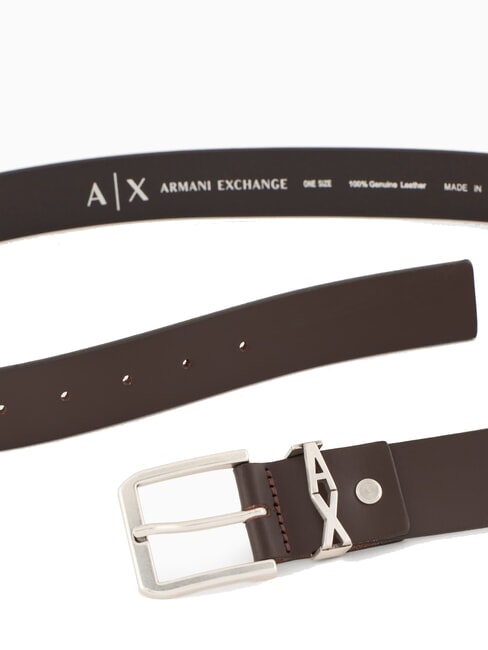 A|X METALLIC LOGO Ceinture en cuir, peut être raccourcie tête brun foncé - Ceintures