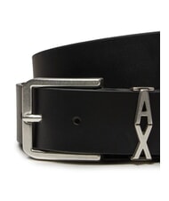ARMANI EXCHANGE A|X METALLIC LOGO Ceinture en cuir, peut être raccourcie Noir - Ceintures - 2