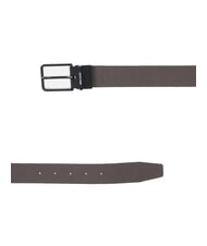 ARMANI EXCHANGE A|X DOUBLE Ceinture en cuir à logo imprimé bleu marine/marron foncé - Ceintures - 2