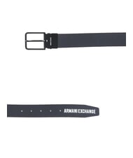 ARMANI EXCHANGE A|X DOUBLE Ceinture en cuir à logo imprimé bleu marine/marron foncé - Ceintures - 3