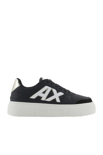 AX LOGO Baskets à plateforme noir + or pâle - Chaussures Femme