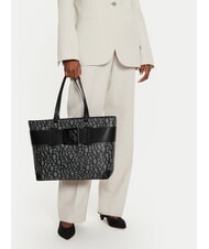 ARMANI EXCHANGE SUSIE Sac cabas à logo intégral beige/noir - Sacs pour Femme - 5