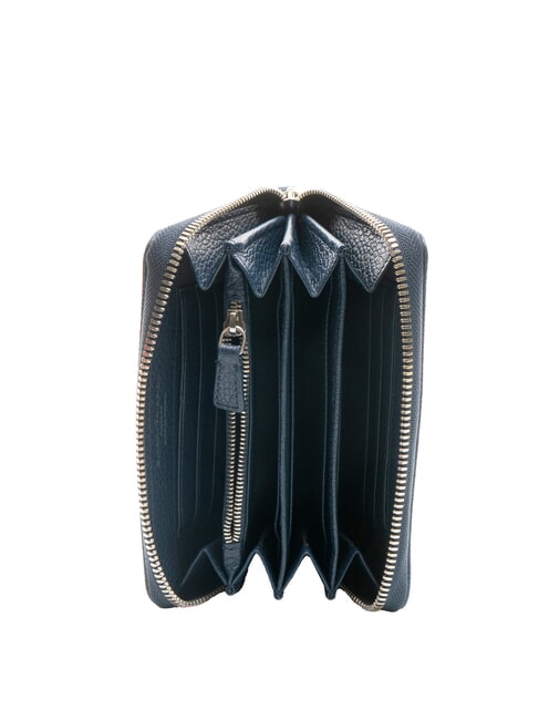 GRAIN Portefeuille moyen en cuir zipp&eacute; sur tout le pourtour BLEU - Portefeuilles Femme
