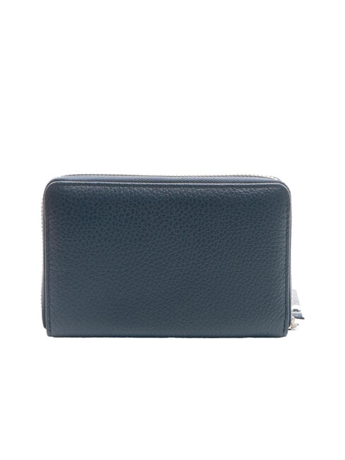 GRAIN Portefeuille moyen en cuir zipp&eacute; sur tout le pourtour BLEU - Portefeuilles Femme
