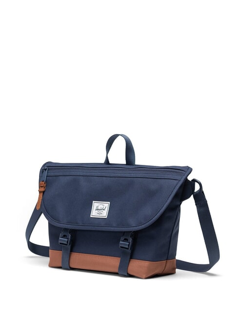 COVE Dossier Messenger, PC 15,6" bleu marine/marron selle - Porte Documents Travail