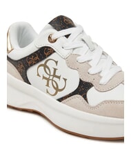 GUESS LUCKEI baskets &agrave; logo 4G Blanc / marron - Chaussures Femme - 3