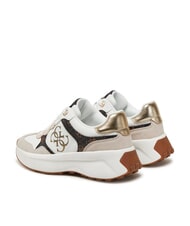 GUESS LUCKEI baskets &agrave; logo 4G Blanc / marron - Chaussures Femme - 4