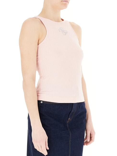 NEW SL ROUND GUENDALINA D&eacute;bardeur &agrave; logo strass&eacute; 4G perle rose - T-shirt