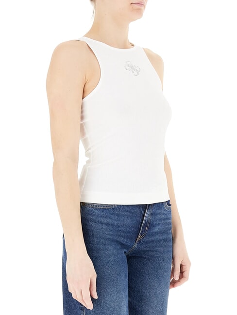 NEW SL ROUND GUENDALINA Débardeur à logo strassé 4G blanc pur - T-shirt