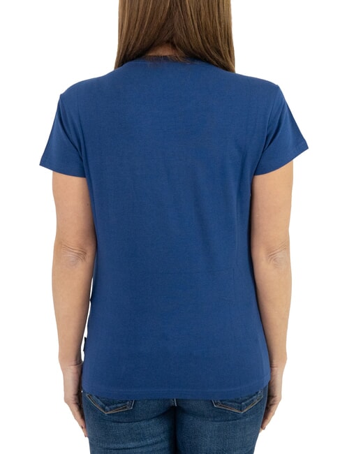 MECHI T-shirt stretch logo strass bleu - T-shirt