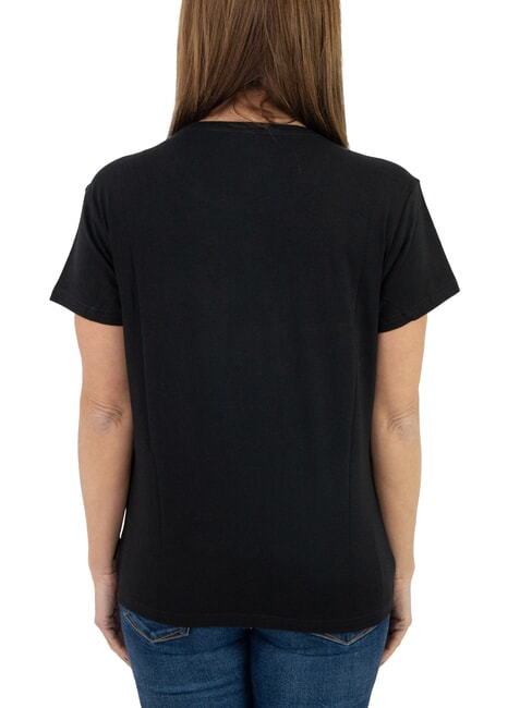 MECHI T-shirt stretch logo strass noir - T-shirt