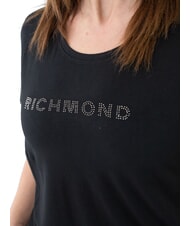 JOHN RICHMOND MECHI T-shirt stretch logo strass noir - T-shirt - 3