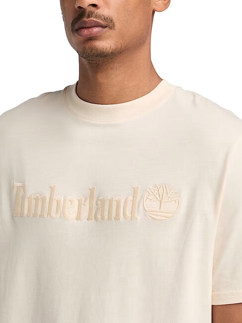 EMBROIDERY TONAL T-shirt en cotton fum&eacute;e blanche - T-shirt