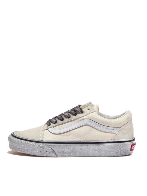 UA OLD SKOOL  Baskets en cuir stressé blanc/blanc - Chaussures unisexe