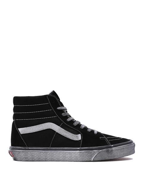 UA SK8-HI Baskets en cuir stress&eacute; noir/blanc - Chaussures unisexe