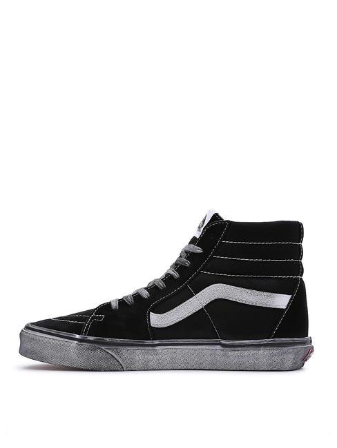 UA SK8-HI Baskets en cuir stress&eacute; noir/blanc - Chaussures unisexe