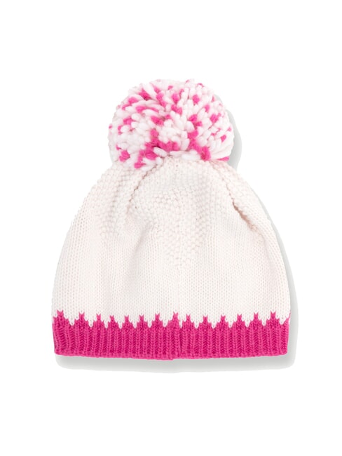 ARTHUR Bonnet avec pompon blanc-framboise - Bonnets