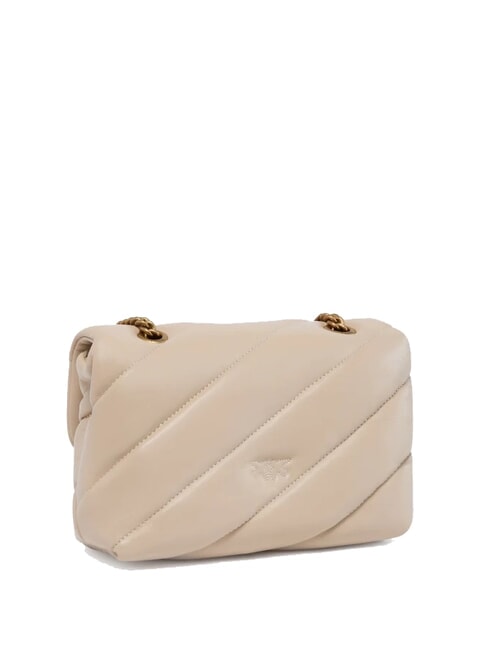 MINI LOVE BAG Sac en nappa beige-gris fumé-or antique - Sacs pour Femme