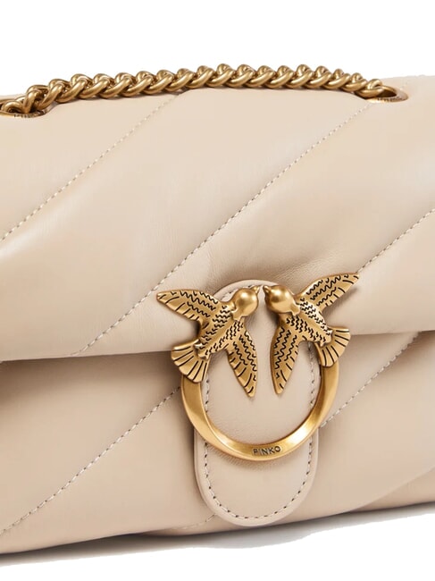 MINI LOVE BAG Sac en nappa beige-gris fumé-or antique - Sacs pour Femme