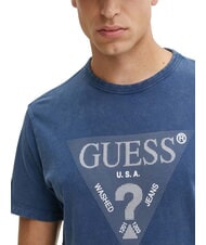 GUESS TRIANGLE T-shirt en coton avec imprimé fanion bleu - T-shirt - 3