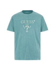 GUESS TRIANGLE T-shirt en coton avec imprimé bleu sarcelle doux - T-shirt - 4