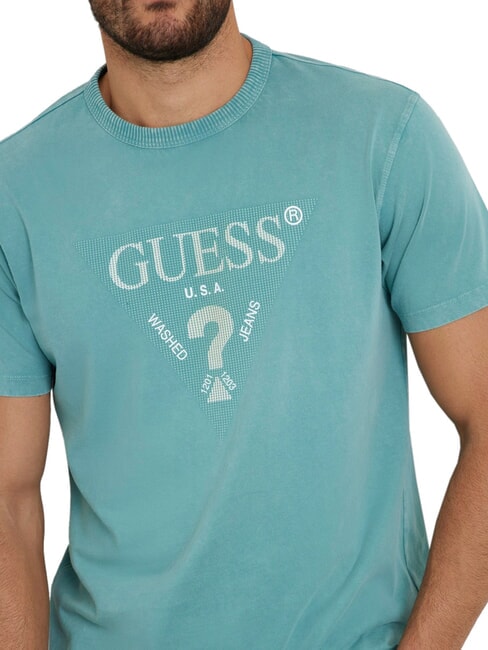 TRIANGLE T-shirt en coton avec imprimé bleu sarcelle doux - T-shirt