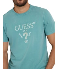 GUESS TRIANGLE T-shirt en coton avec imprimé bleu sarcelle doux - T-shirt - 3