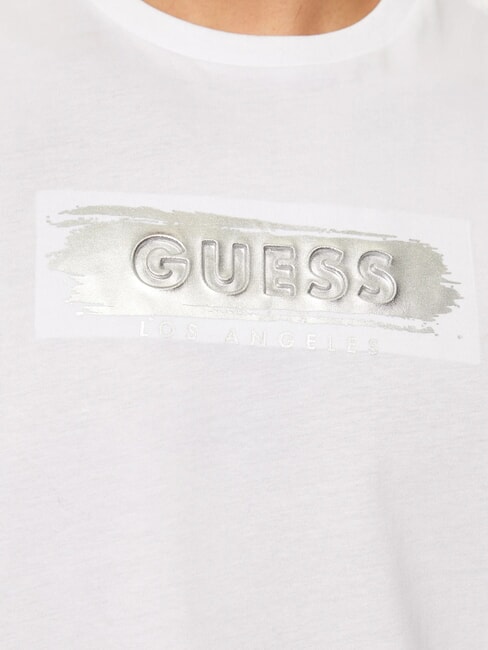 METALLIC LOGO T-shirt avec imprim&eacute; en relief blanc pur - T-shirt