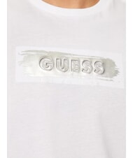 GUESS METALLIC LOGO T-shirt avec imprimé en relief blanc pur - T-shirt - 4