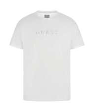 GUESS LOGO EMBROIDERY T-shirt en coton blanc pur - T-shirt - 4