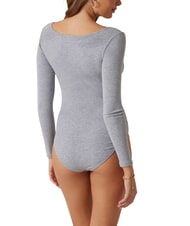 GUESS TESSA Body côtelé à manches longues gj gris moyen bruyère - T-shirt - 2