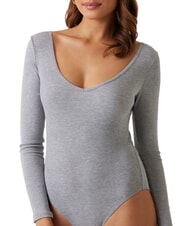 GUESS TESSA Body côtelé à manches longues gj gris moyen bruyère - T-shirt - 3