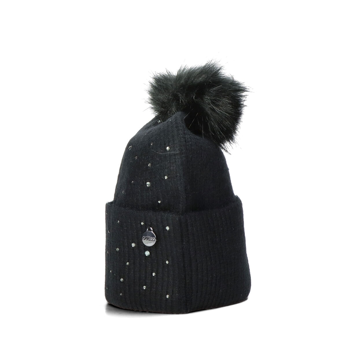 Guess Strass Bonnet Avec Pompon Noir Achetez À Prix Outlet!