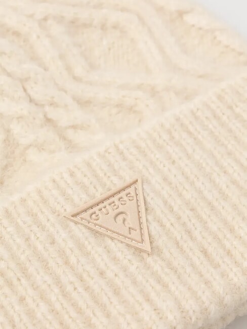 KNITTED Chapeau tress&eacute; avec revers ivoire - Bonnets