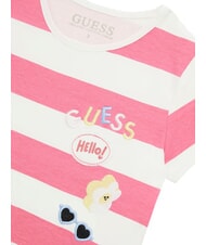 GUESS KIDS T-shirt rayé blanc et fuchsia st - Tee-shirt enfant - 3