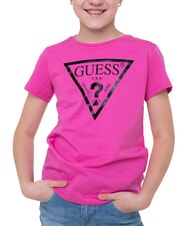 GUESS KIDS T-shirt imprim&eacute; avec logo triangulaire voyage rose - Tee-shirt enfant - 3