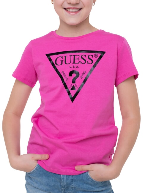 KIDS T-shirt imprimé avec logo triangulaire voyage rose - Tee-shirt enfant