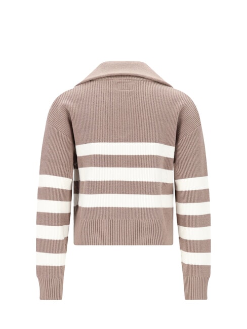 KIDS Cardigan zippé rayé rayures blanches marron - Pulls pour enfants