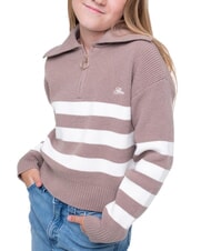GUESS KIDS Cardigan zippé rayé rayures blanches marron - Pulls pour enfants - 3